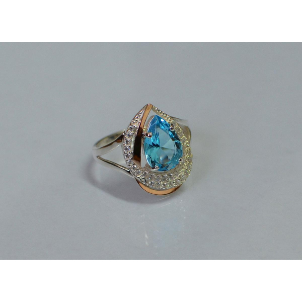 Серебряное кольцо с золотыми вставками (158к)