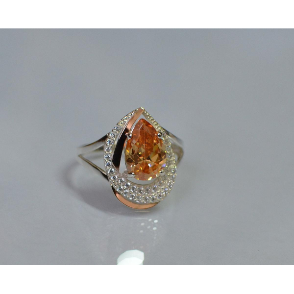Серебряное кольцо с золотыми вставками (158к)