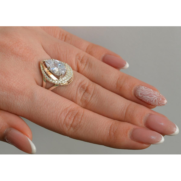 Серебряное кольцо с золотыми вставками (158к)