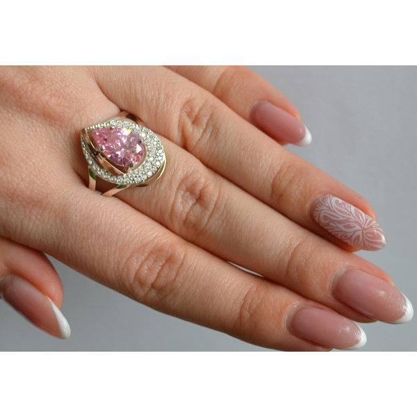 Серебряное кольцо с золотыми вставками (158к)