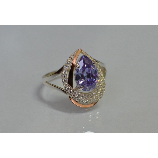 Серебряное кольцо с золотыми вставками (158к)