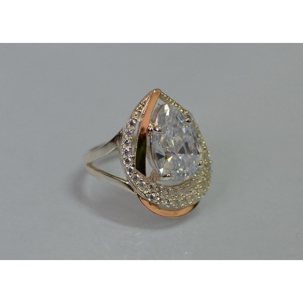 Серебряное кольцо с золотыми вставками (158к)