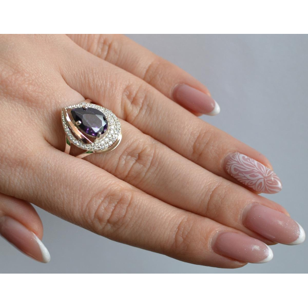 Серебряное кольцо с золотыми вставками (158к)