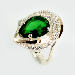 Серебряное кольцо с золотыми вставками