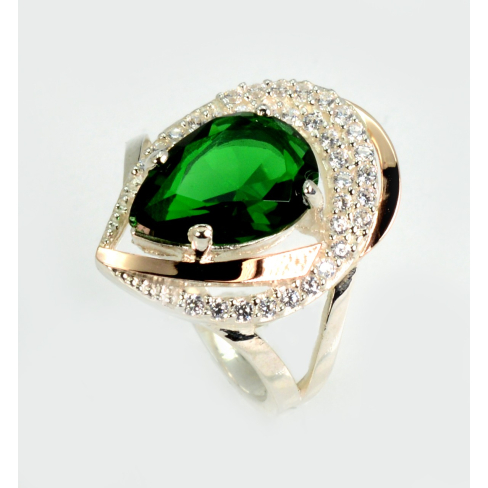 Серебряное кольцо с золотыми вставками