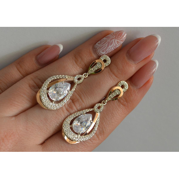 Серебряные серьги с золотыми вставками (158с)