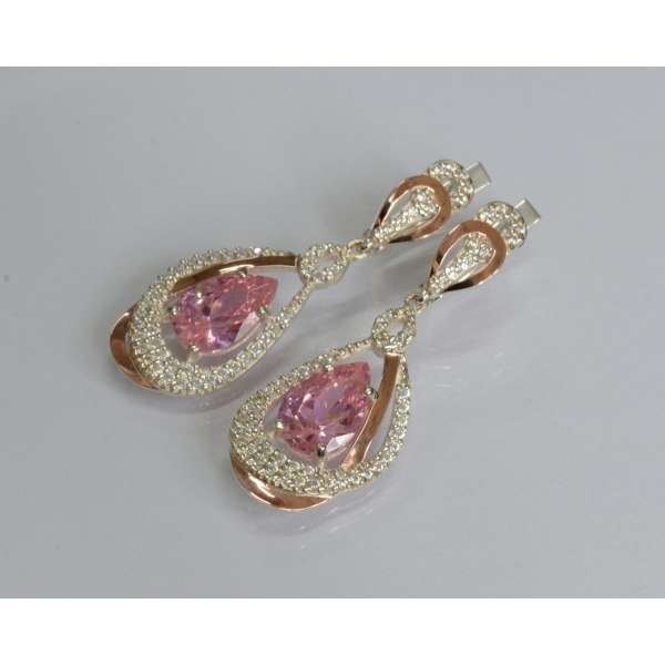 Серебряные серьги с золотыми вставками (158с)