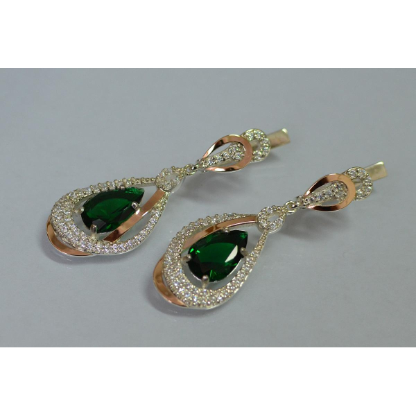 Серебряные серьги с золотыми вставками (158с)