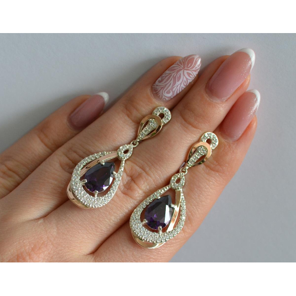 Серебряные серьги с золотыми вставками (158с)