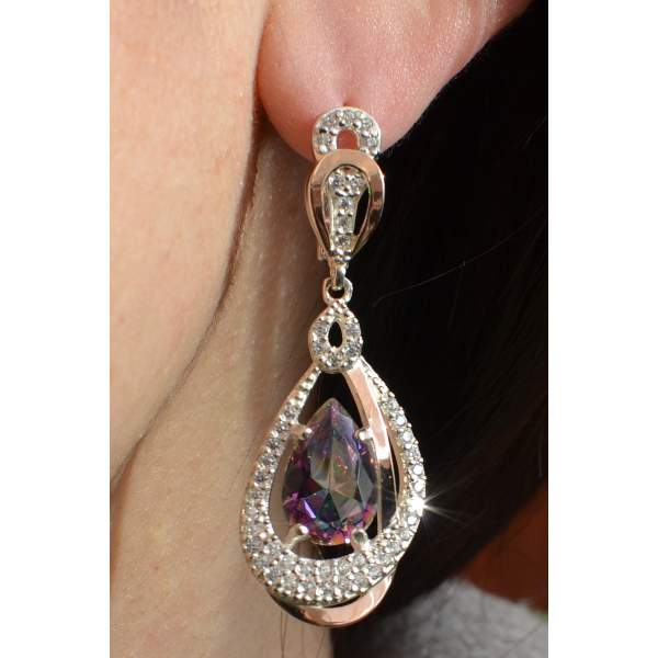 Серебряные серьги с золотыми вставками (158с)