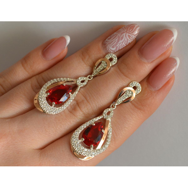 Серебряные серьги с золотыми вставками (158с)