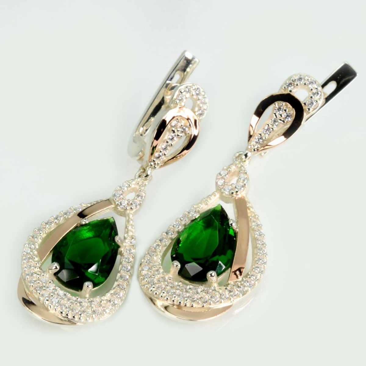 Серебряные серьги с золотыми вставками (158с)