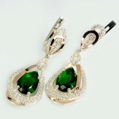 Серебряные серьги с золотыми вставками