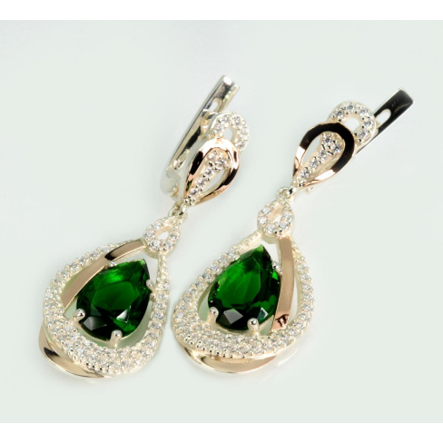 Серебряные серьги с золотыми вставками