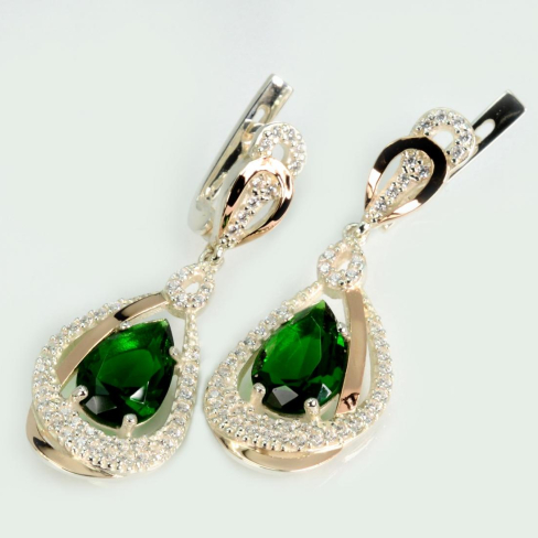 Серебряные серьги с золотыми вставками