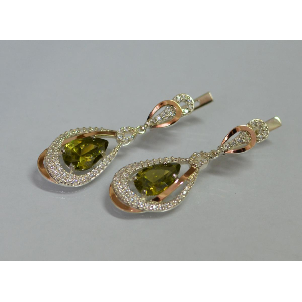 Серебряные серьги с золотыми вставками (158с)