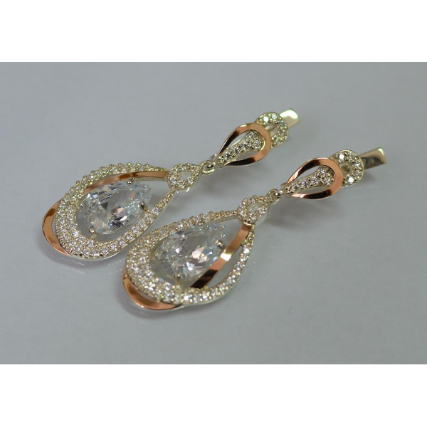 Серебряные серьги с золотыми вставками (158с)