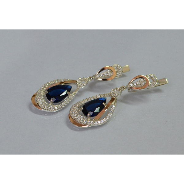 Серебряные серьги с золотыми вставками (158с)