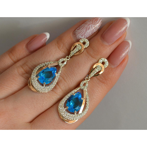 Серебряные серьги с золотыми вставками (158с)