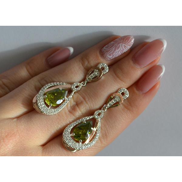 Серебряные серьги с золотыми вставками (158с)