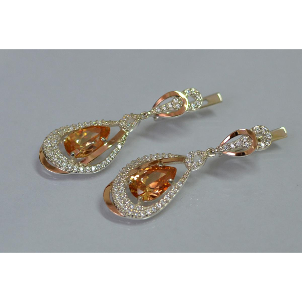 Серебряные серьги с золотыми вставками (158с)