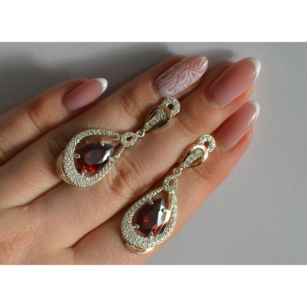 Серебряные серьги с золотыми вставками (158с)