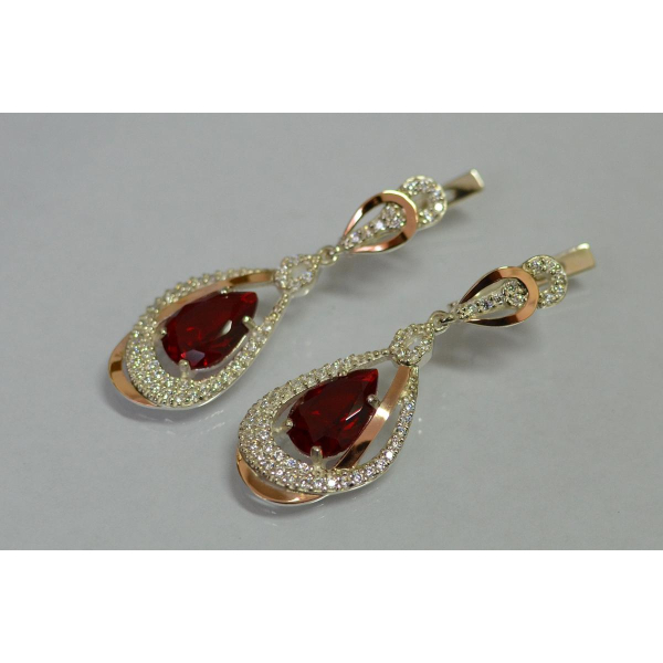 Серебряные серьги с золотыми вставками (158с)