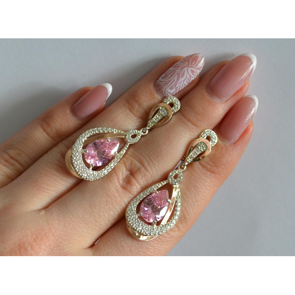 Серебряные серьги с золотыми вставками (158с)