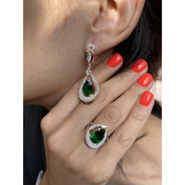 Серебряные серьги с золотыми вставками (158с)