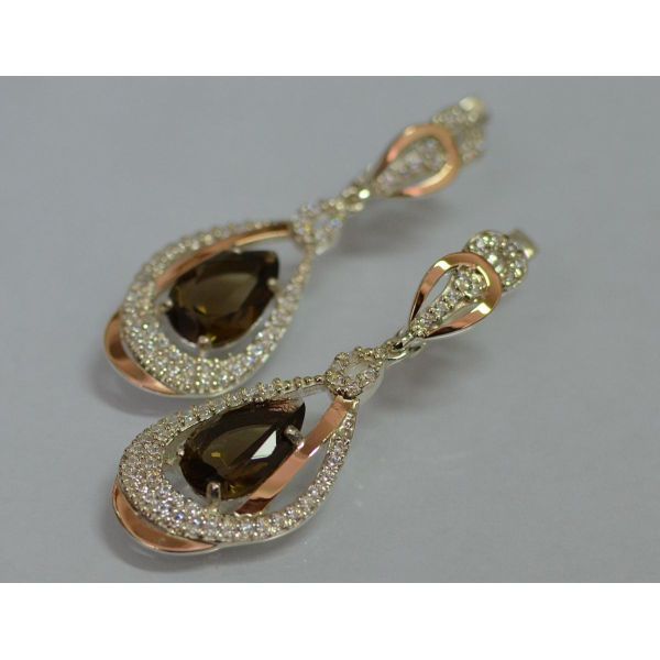 Серебряные серьги с золотыми вставками (158с)