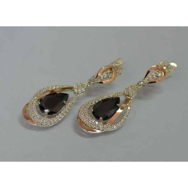 Серебряные серьги с золотыми вставками (158с)