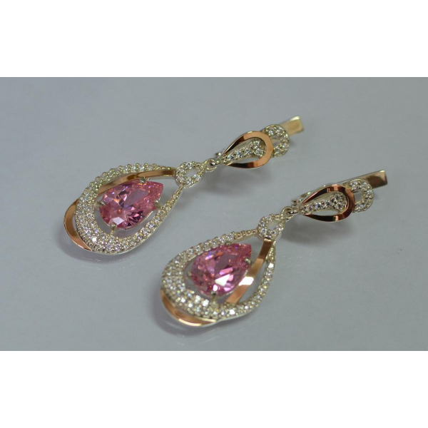 Серебряные серьги с золотыми вставками (158с)