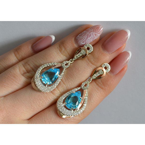 Серебряные серьги с золотыми вставками (158с)