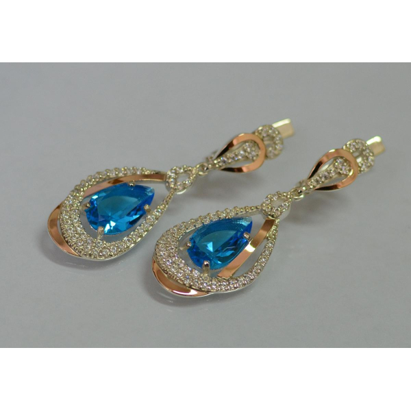 Серебряные серьги с золотыми вставками (158с)