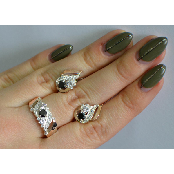 Серебряный набор с золотыми пластинами (159)