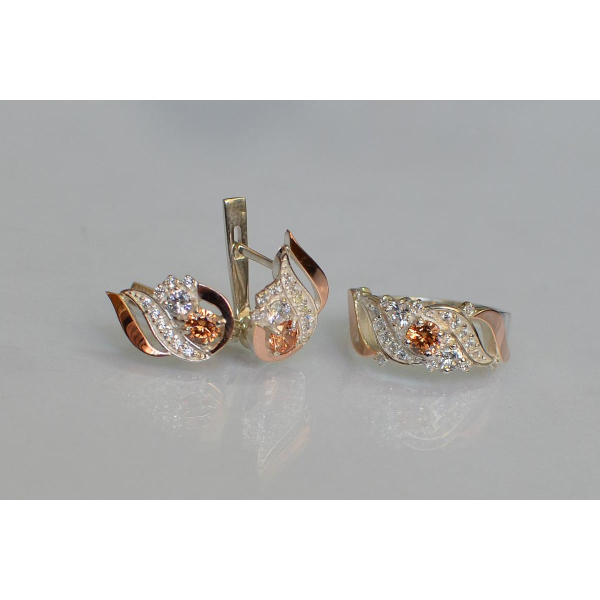 Серебряный набор с золотыми пластинами (159)