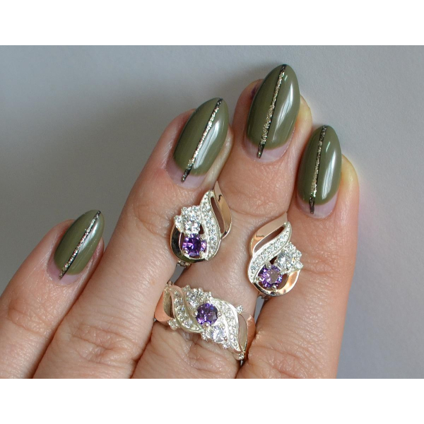 Серебряный набор с золотыми пластинами (159)