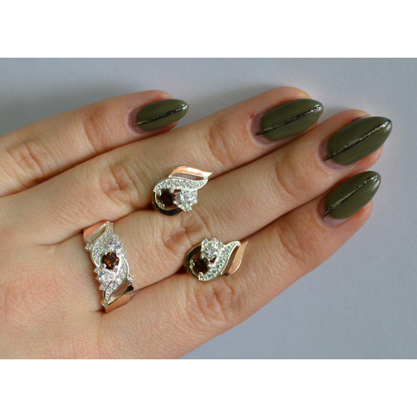 Серебряный набор с золотыми пластинами (159)