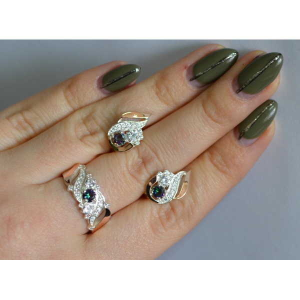 Серебряный набор с золотыми пластинами (159)