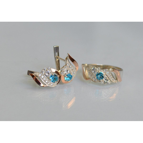 Серебряный набор с золотыми пластинами (159)