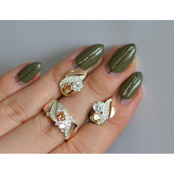 Серебряный набор с золотыми пластинами (159)