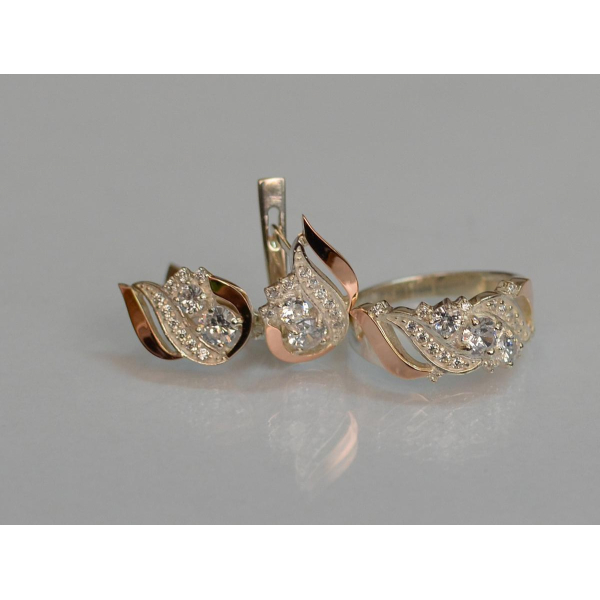 Серебряный набор с золотыми пластинами (159)