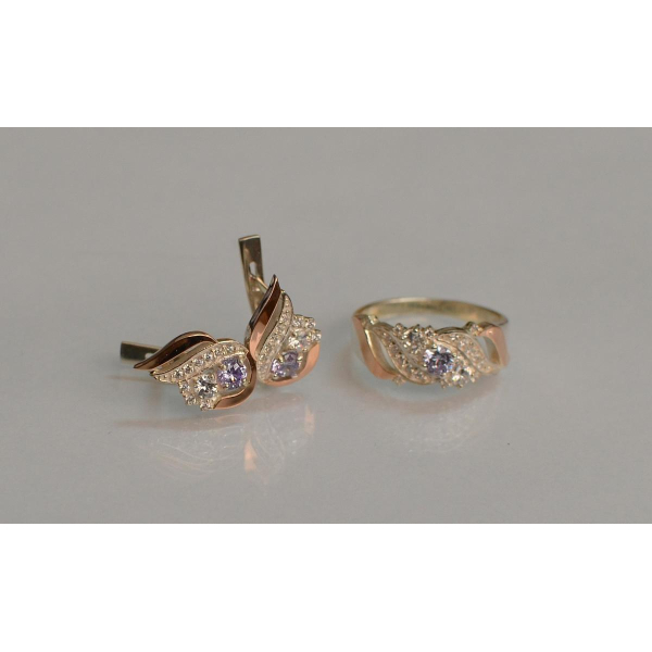 Серебряный набор с золотыми пластинами (159)