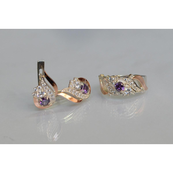 Серебряный набор с золотыми пластинами (159)