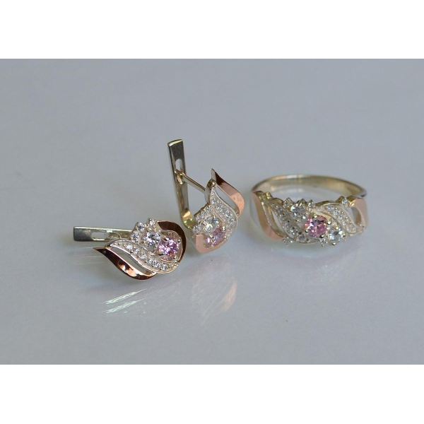 Серебряный набор с золотыми пластинами (159)