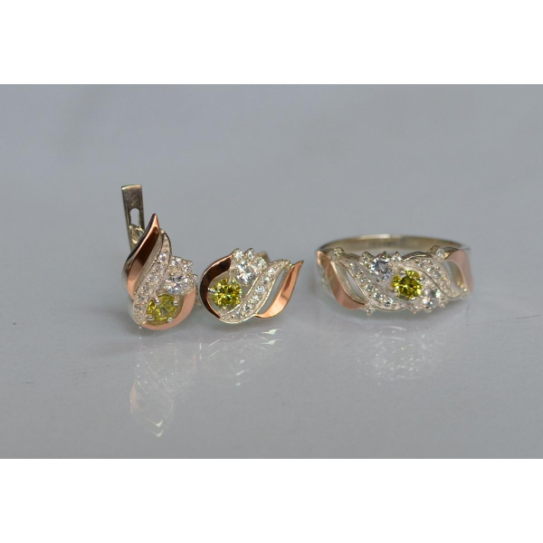 Серебряный набор с золотыми пластинами (159)