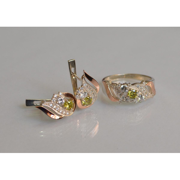 Серебряный набор с золотыми пластинами (159)