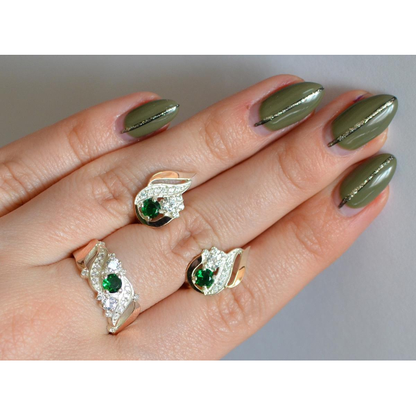 Серебряный набор с золотыми пластинами (159)