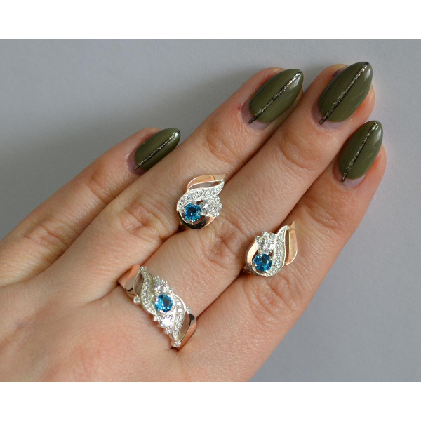 Серебряный набор с золотыми пластинами (159)