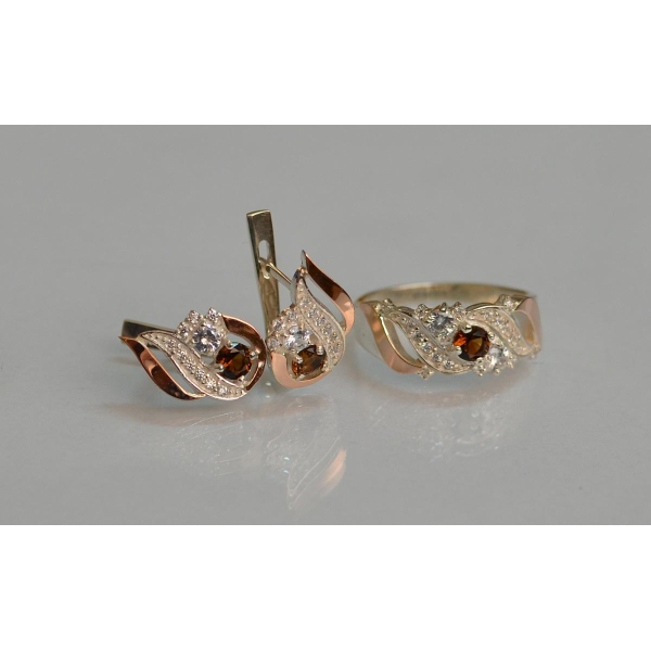 Серебряный набор с золотыми пластинами (159)